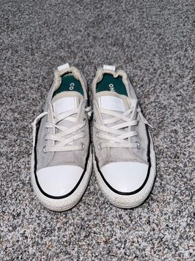 Converse Women’s Low Top Canvas Sneakers in Light Gray/White